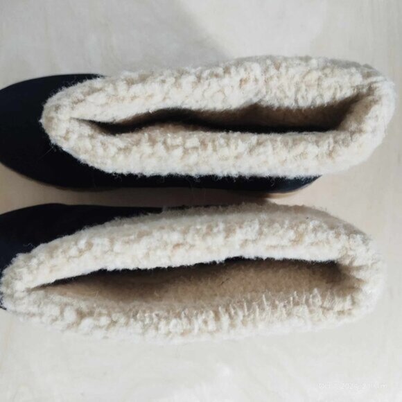Super Chunky heel black and sherpa bootie comfortable suede 40 - Picture 7 of 12